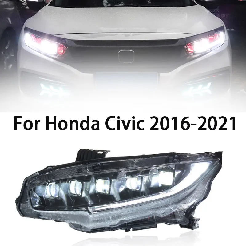 

Налобный фонарь для Honda Civic X, Головной фонарь для Honda Civic 2016-2021, Головной фонарь 10-го поколения, фонарь для дневных ходовых огней, световой сигнал