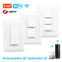 Tuya WiFi/Zigbee luz de pared inteligente botón interruptor físico 100-240V 1/2/3 Gang Control remoto funciona con Alexa Google Home