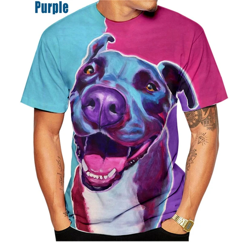 Funny Pitbull Dog 3D Printed T-shirt Men Women O-Neck Short Sleeve Tee Clothing Kid Oversized Harajuku Animal Print T Shirt Tops