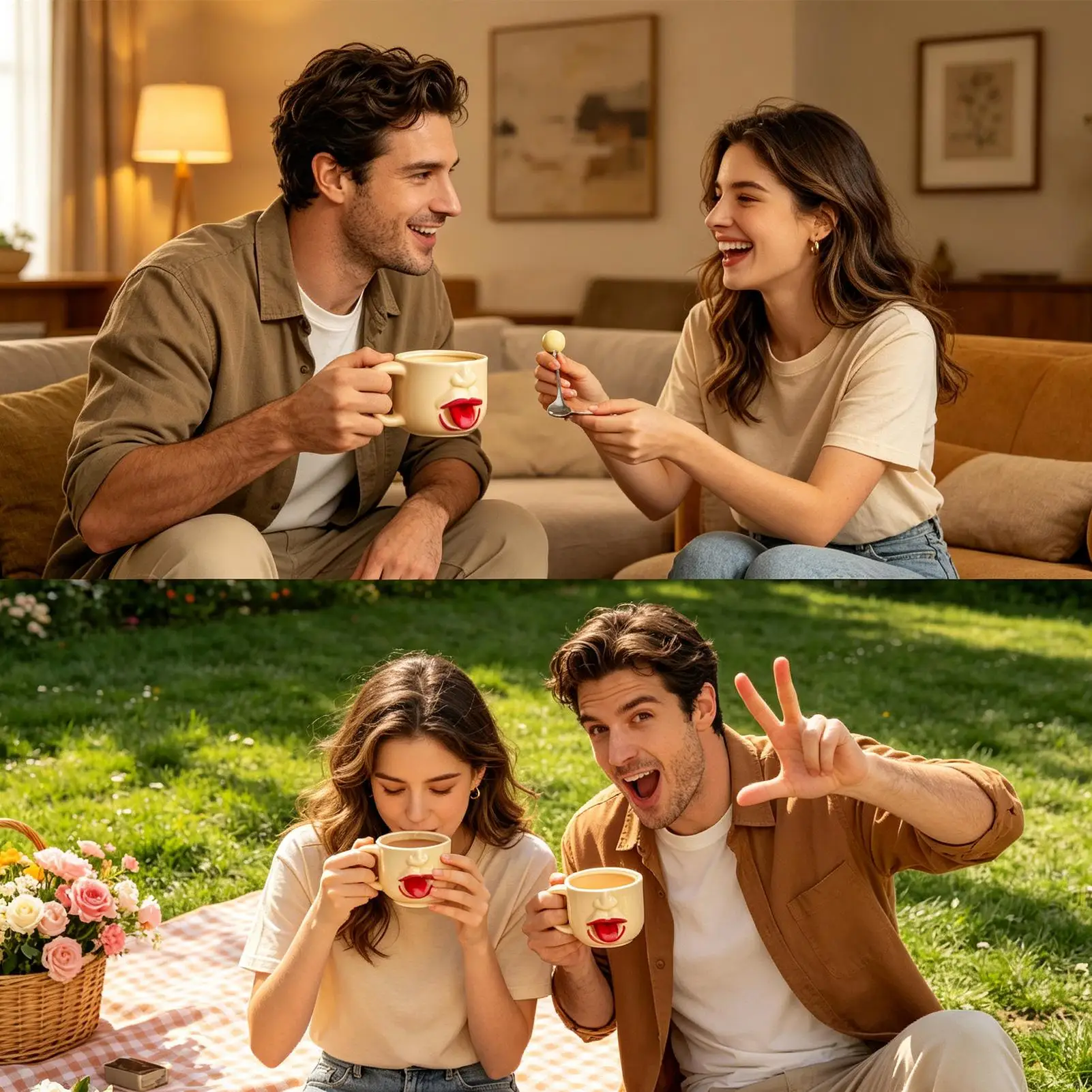 Novelty Coffee Mugs 255ml With Spoon Decorative Funny Interactive Tongue Ceramic Mug For Women Men Birthday Holiday Housewarming