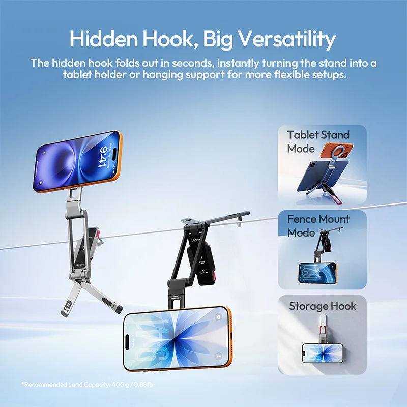 Ulanzi MA67 Magnetic Tri-Fold Phone Stand Foldable Tripod Stand for Mobile Phone Iphone 17 16 Tripod Mount Manti Tripod for Vlog