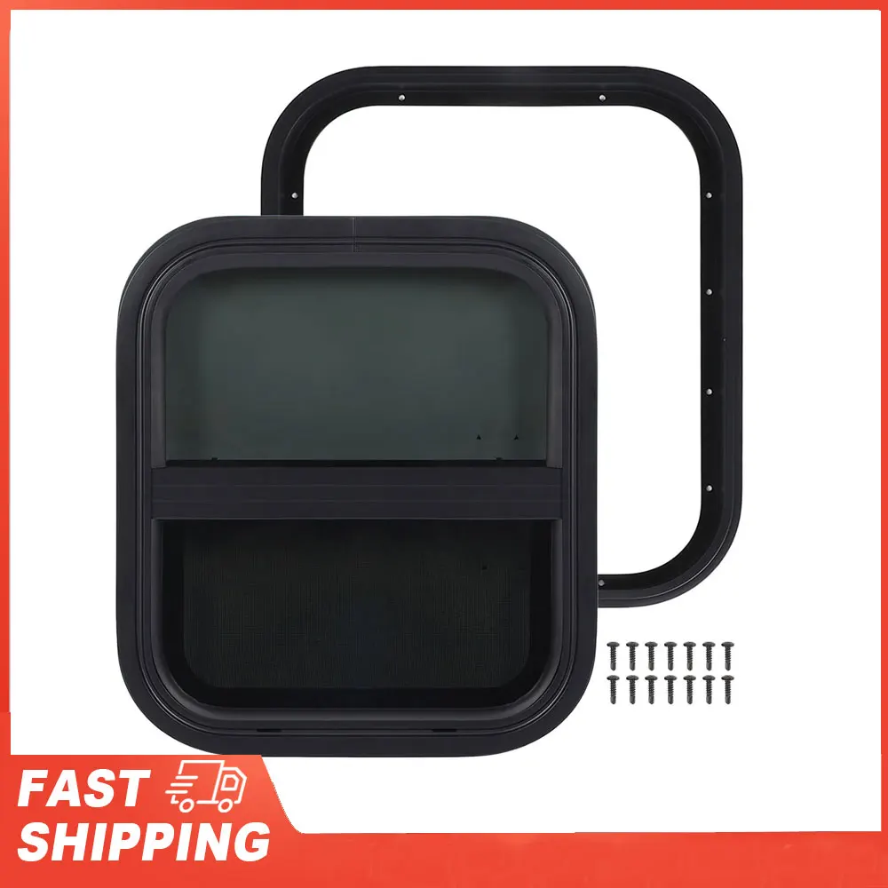

Camper Trailer Window Anti Oxidation Rounded Corner Pull Opening RV Window UV Proof with Clamp Ring for Construction Vehicle