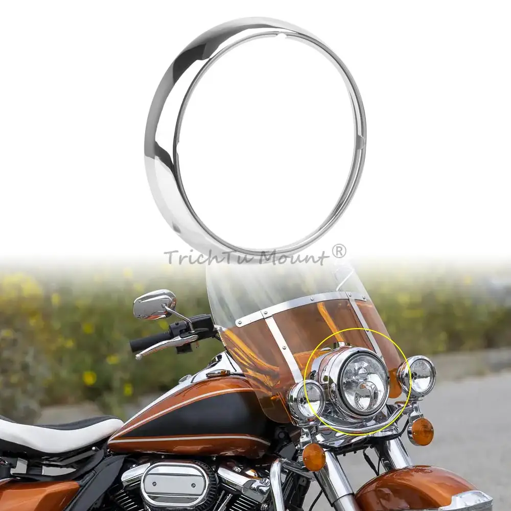 

7 Inch Motorcycle Headlight Trim Ring Headlamp Decoration Protective Cover For Harley Touring Road King Electra Street Glide