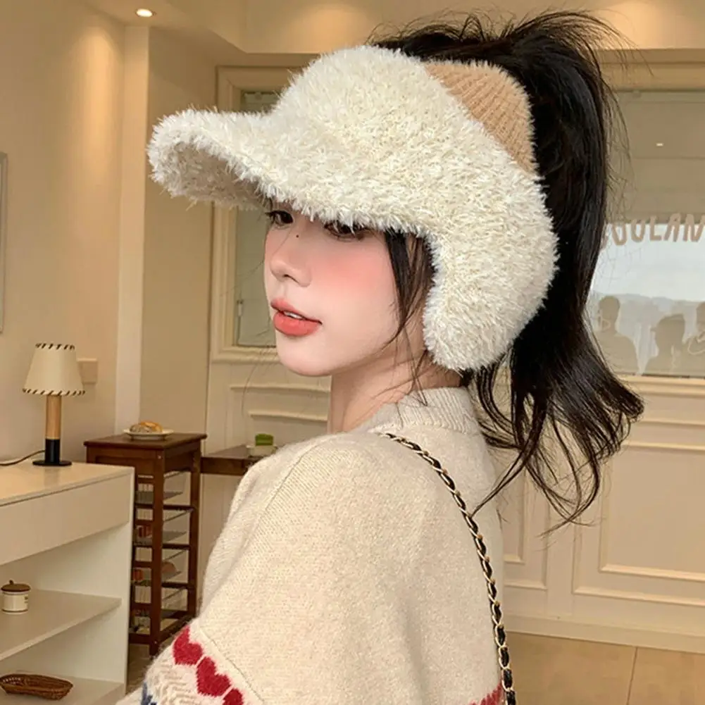 joli-bonnet-a-visiere-pour-filles-bonnet-d’hiver-avec-protege-oreilles-bonnet-en-peluche-avec-bord-bonnet-d’hiver-a-ouverture-superieure-pour-queue-de-cheval-joli-bonnet-a-oreilles-de-chat-pour-femmes