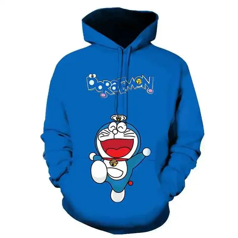 

2024 Men Women Hoodie Doraemon New Cartoon Anime Jingle Cat Cute Simple Loose Sweatshirt Mechanical Cat Hooded Sweatshirt