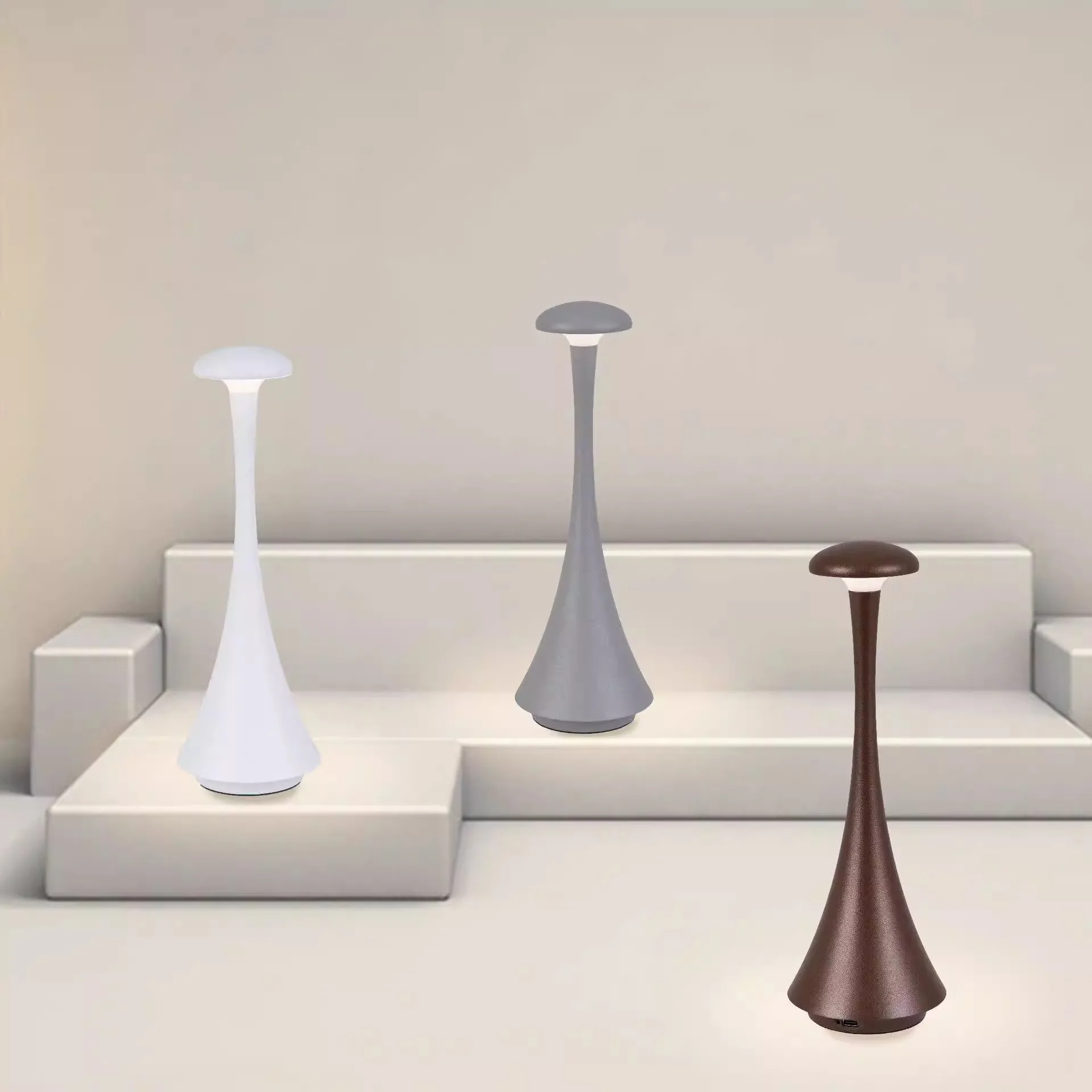 مصباح ليلي قابل لإعادة الشحن مصباح لاسلكي يعمل باللمس مصباح إبداعي USB-C مصباح مكتبي لغرفة نوم الفندق مصباح لتهيئة الجو 3 ألوان #4