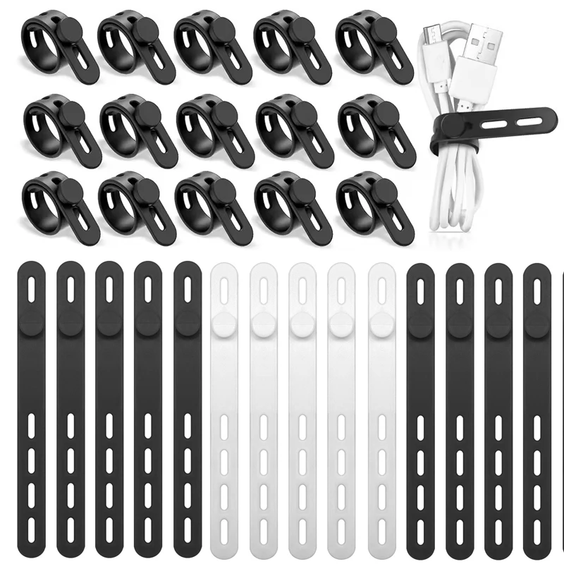 Adjustable Silicone Cable Ties Cord Organizer Cable Straps Reusable Cord Ties Travel Cable Organizer Cute Elastic Tie Wire Ties