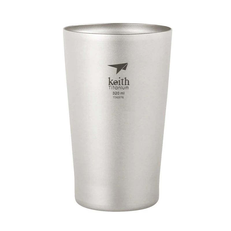 

Keith Titanium Mug 320ml Double Wall Beer Cup Outdoor Camping Picnic Tableware Mug Whiskey Drinkware Anti-Hot Cup Ti9221