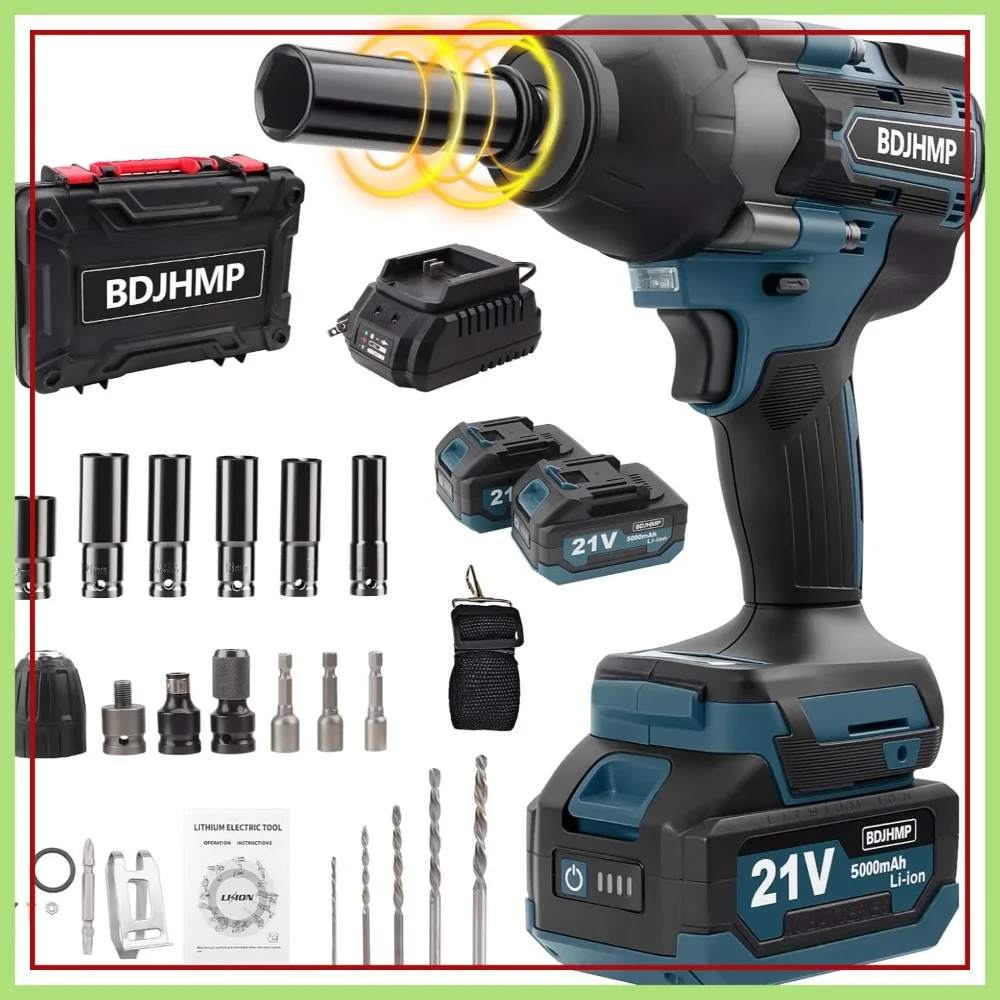 

Cordless Impact Wrench 1/2 Inch 1500 N.m Brushless 3000 RPM for Car Home