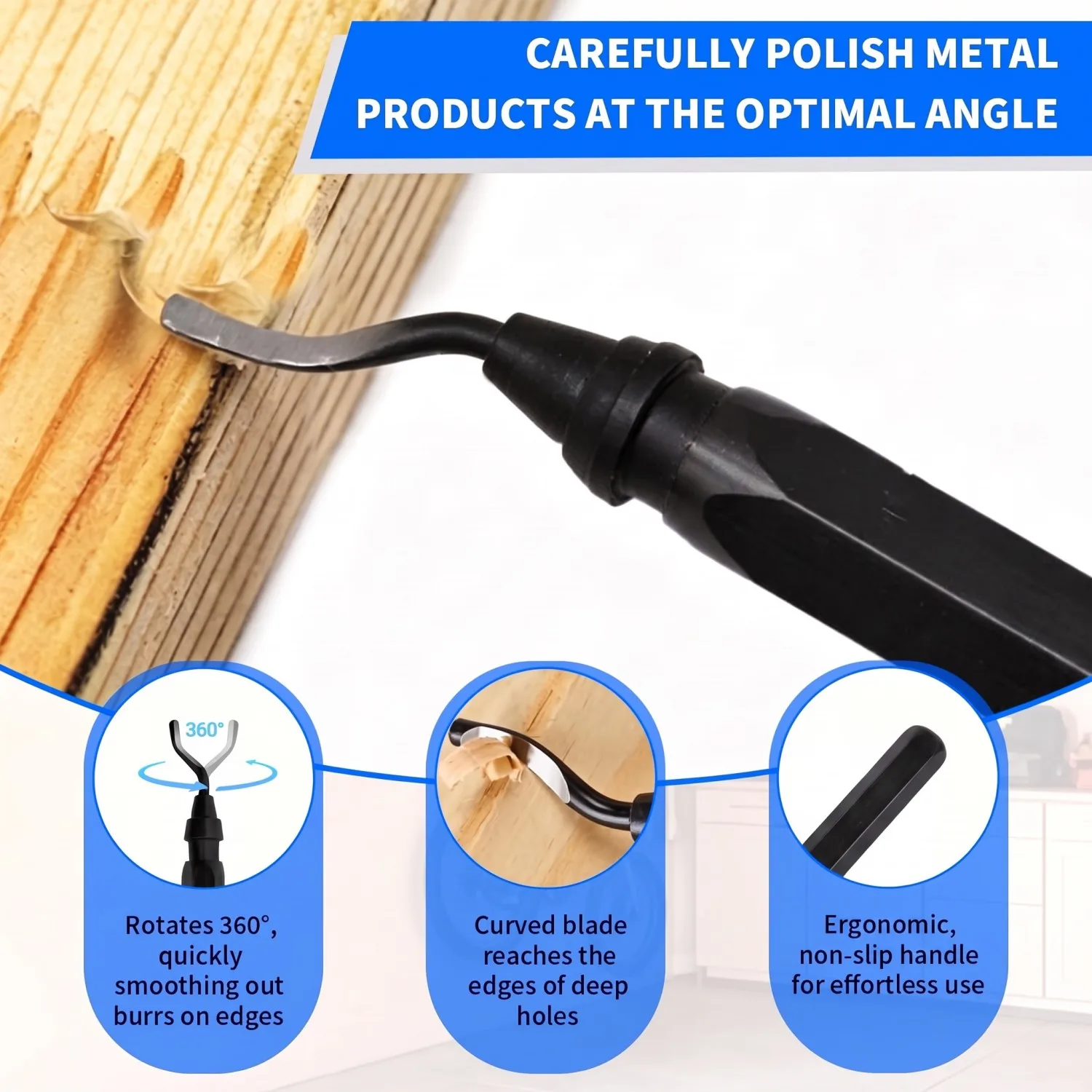 12PCS 3D Printing Hand Deburring Tool Set with 11PCS Rotating Blades and 1PC Chamfer Tool Hex Shank for Machining Metal Plastic