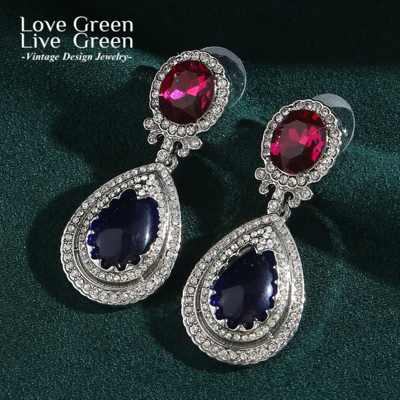 

Vintage Natural Blue Earrings Luxury Glazed Rose Pink Crystal Water Droplet Designer Jewelry For Woman Party Wedding 2025 Trends