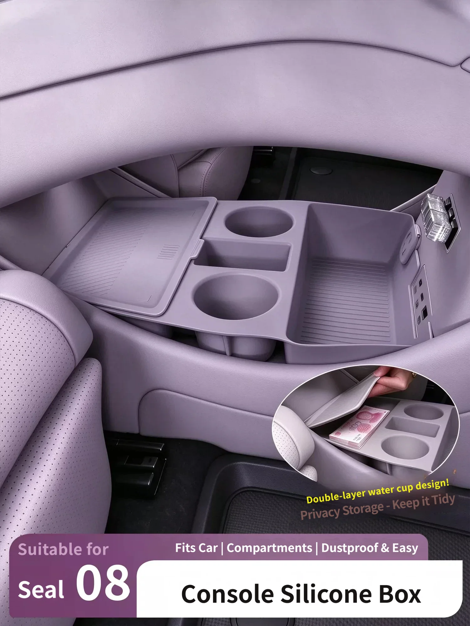 For BYD SEAL 08 2026 2027 Special Lower Center Console Storage Organizer Tray Car Interior Mod Interior Accessories