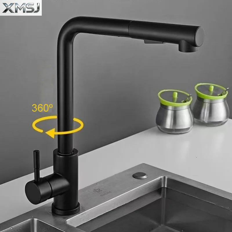 

Kitchen Sink Faucet Pull Out Flexible 2 Modes Stream & Sprayer Nozzle Faucets G3/8 Stainless Steel Hot Cold Wate Mixer Tap Deck