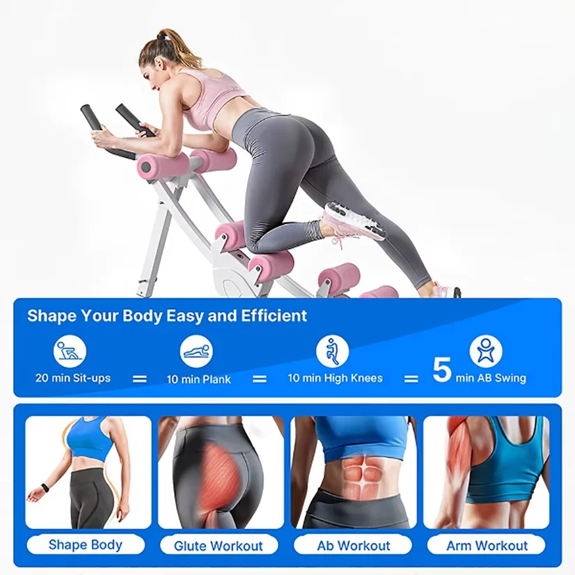 Dual Split‑Track Ab Machine Foldable Core Trainer Adjustable Core Training Workout Equipment LCD Display Max 440lbs Capacity