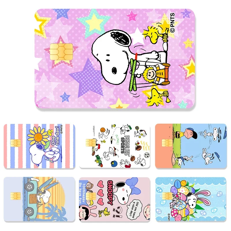 Kawaii Snoopy and His Friends Pvc Sticker Snoopy Waterproof Anime Film Tape Skin for Credit Card Debit Card Sticker Decal Gifts