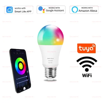 Tuya Smart WiFi LED Light Bulb E27 15W 20W 220V 110V Alexa Compatible RGBCW Led Lamp For S
