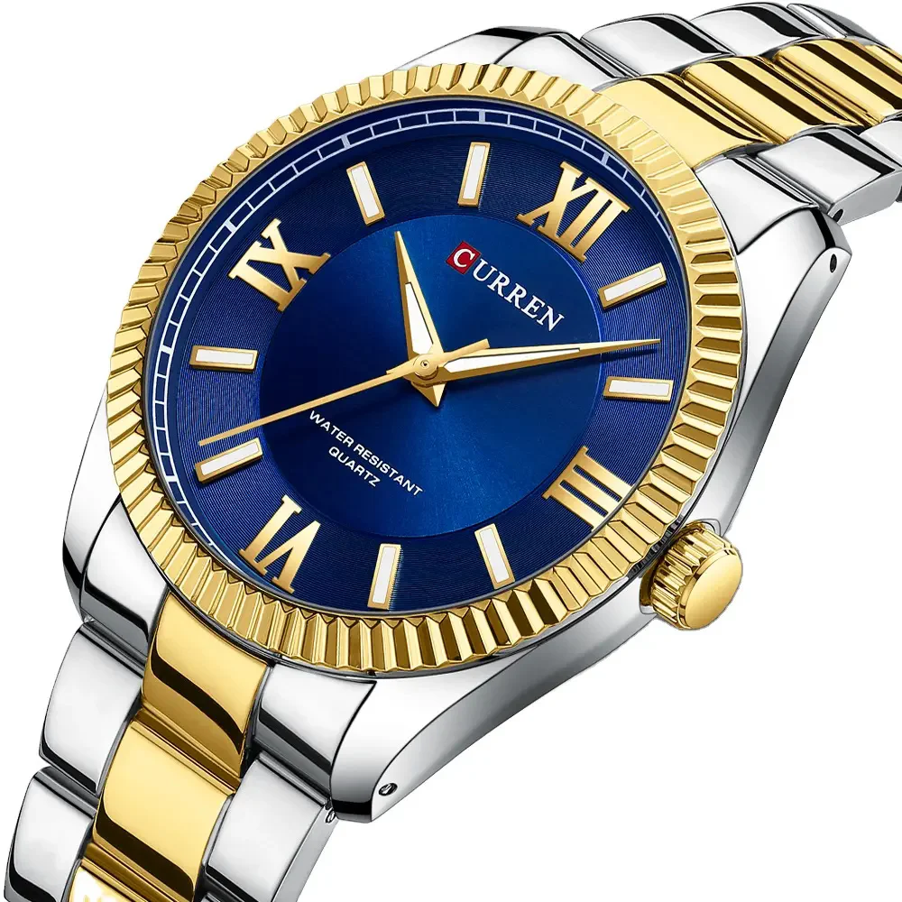 Reloj de pulsera CURREN 8453 de acero inoxidable de cuarzo de estilo clásico Simple para hombre, relojes de negocios impermeables a la moda para hombre de marca de diseñador