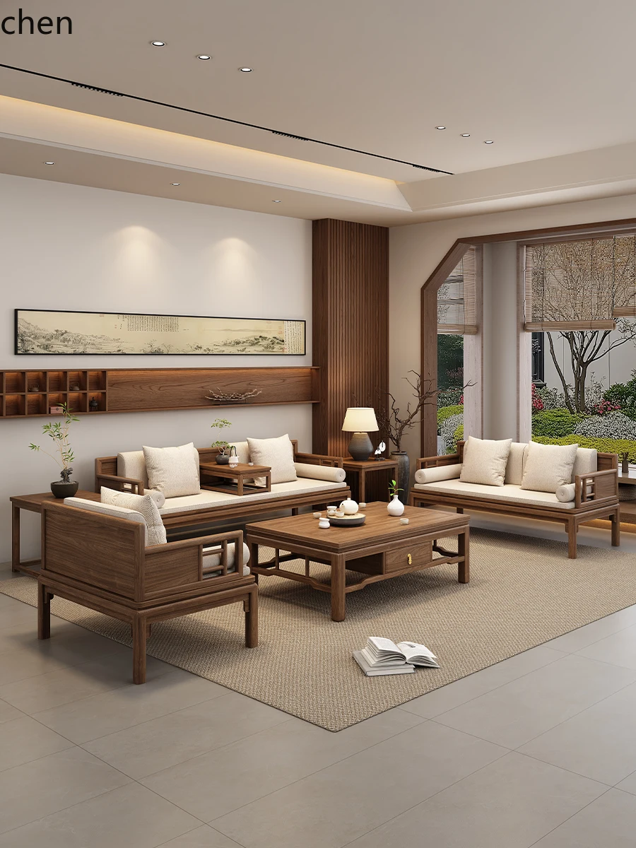 walnut all solid wood sofa living room villa furniture