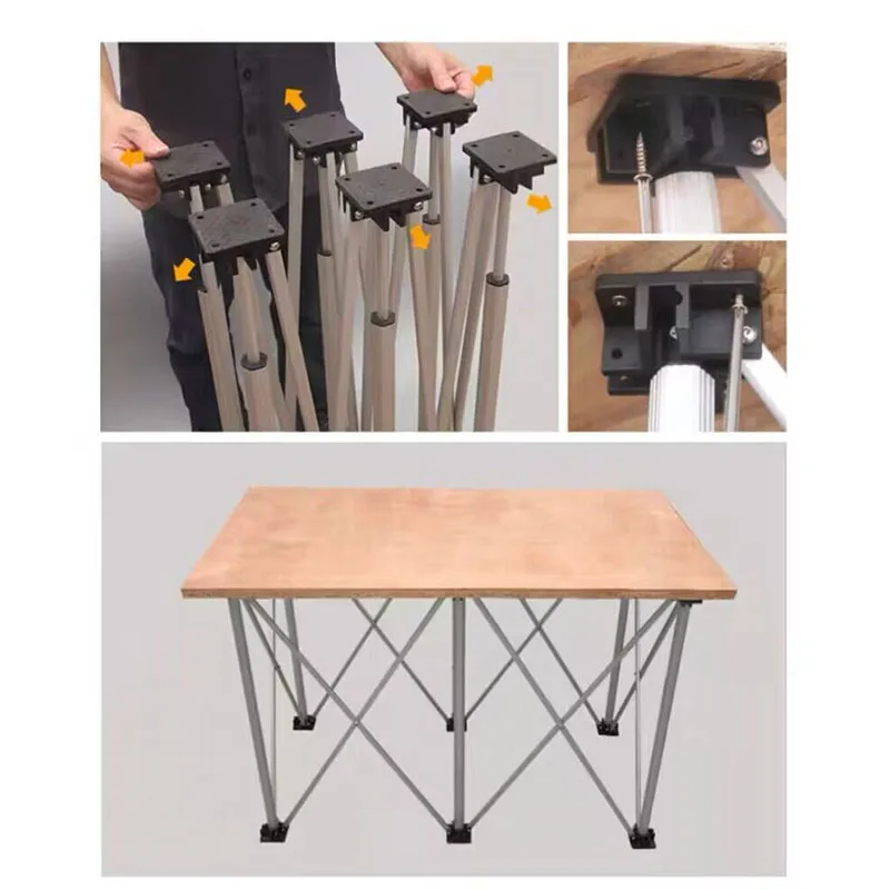 Spider leg multifunctional aluminum alloy workbench rocker wooden glass tile operating table telescopic guide rail bracket table