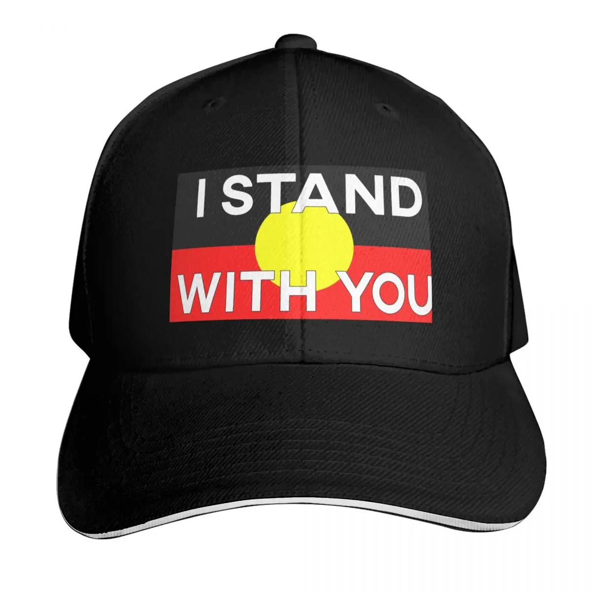 Aboriginal Flag with the words I stand with you Baseball Cap Men Women Casual Summer Sport Sun Cap