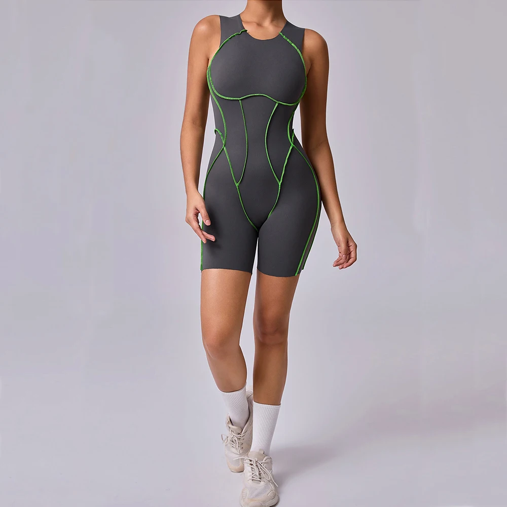 

Sleeveless Jumpsuit Women's Gym Fitness Suit Short Sets Sports Workout Fast Dry Push Up One-Piece Yoga Clothing Woman Sportswear