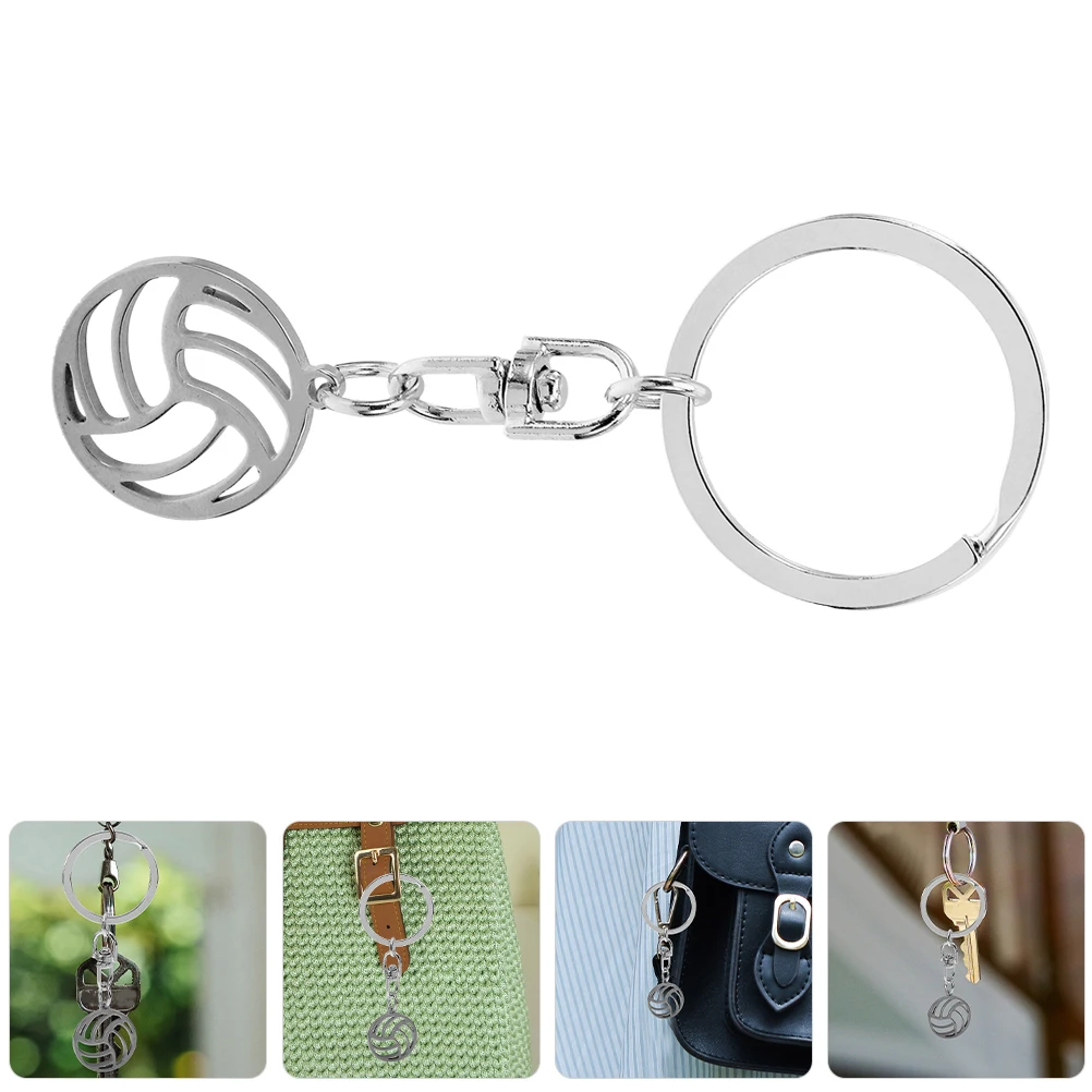 

3pcs Volleyball Keychain Fashionable Stainless Steel Hollow Pendant Decorative Keyring Sports Ball Teen Girls Accessories Gifts