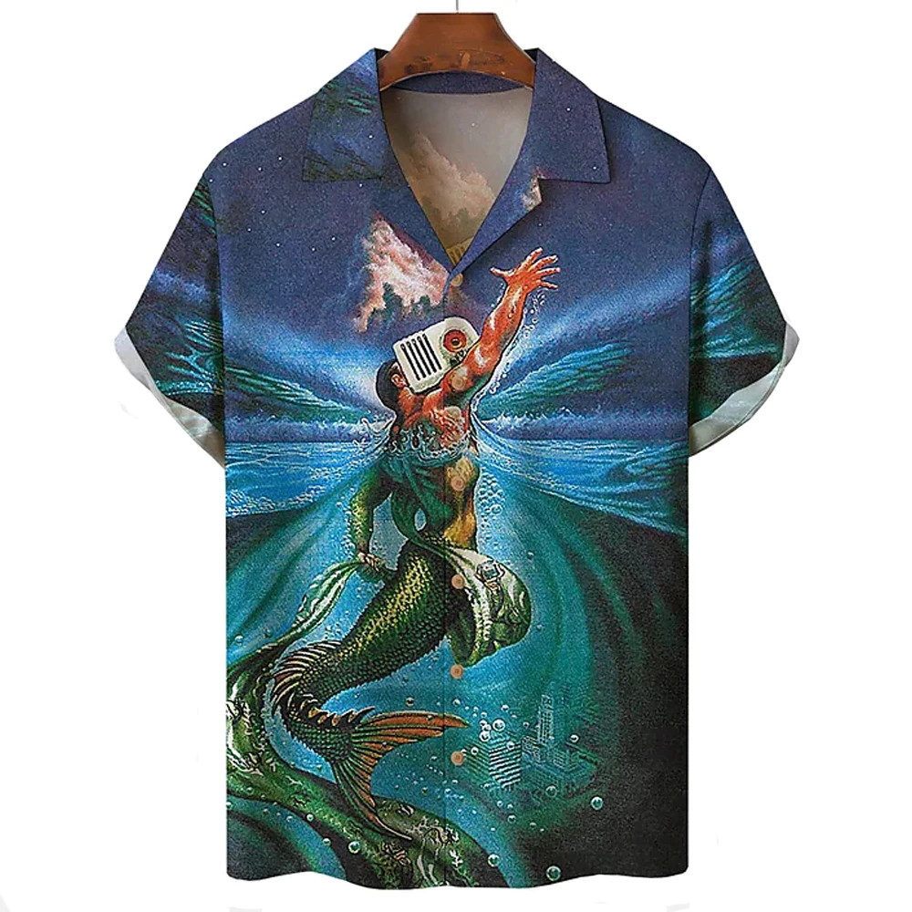 Camisa hawaiana de Manga corta Para hombre Y mujer, en 3D camisa CON botones, Tops de Playa Para Verano, 2024