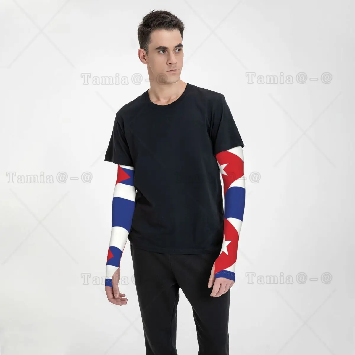 Manicotti per braccio dell'orgoglio cubano con bandiera cubana di raffreddamento personalizzata, uomo, donna, sport atletici, tatuaggio, copertura per il calcio