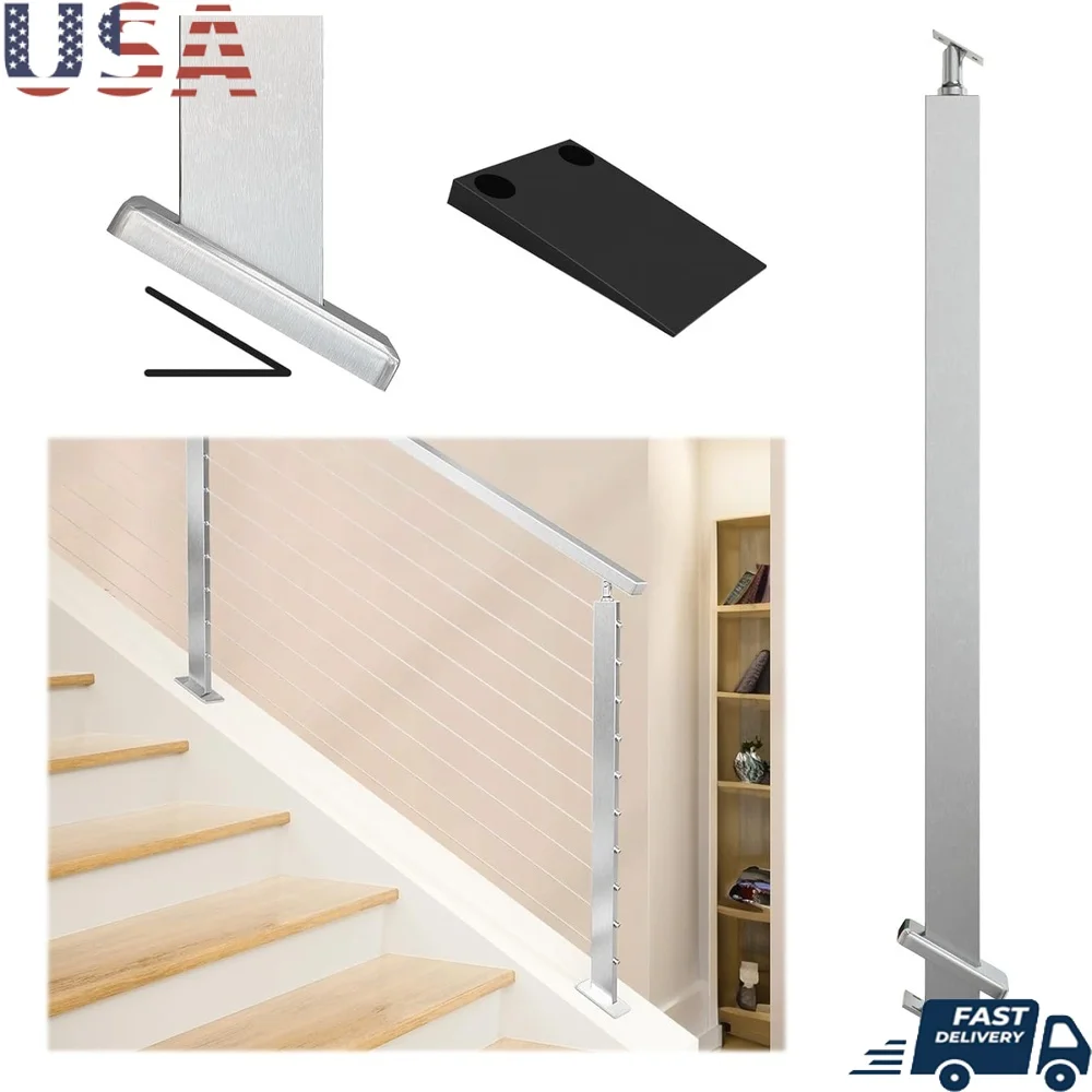 

Slope Cable Railing Post 36 Inch T304 Stainless Steel Outdoor Indoor System Kit Rust Resistant Stair Railing Angle Adjuster