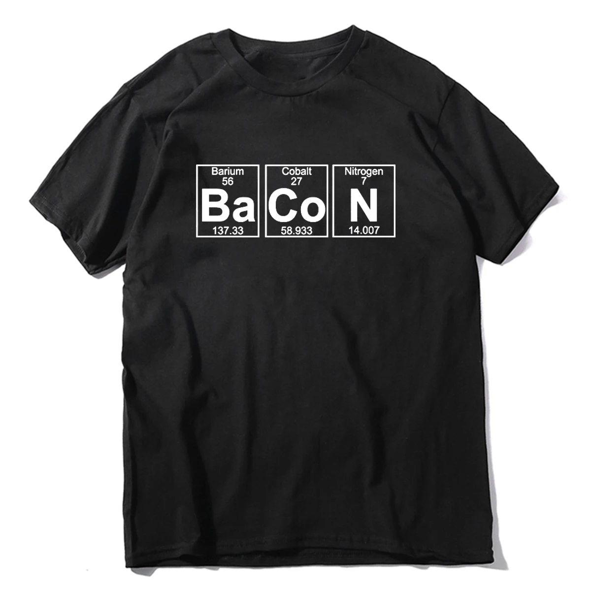 Periodic Table Geek Bacon T Shirt Funny Food Love The Chemistry of Bacon Science Round Neck Fashion Tshirt Clothing T-shirts