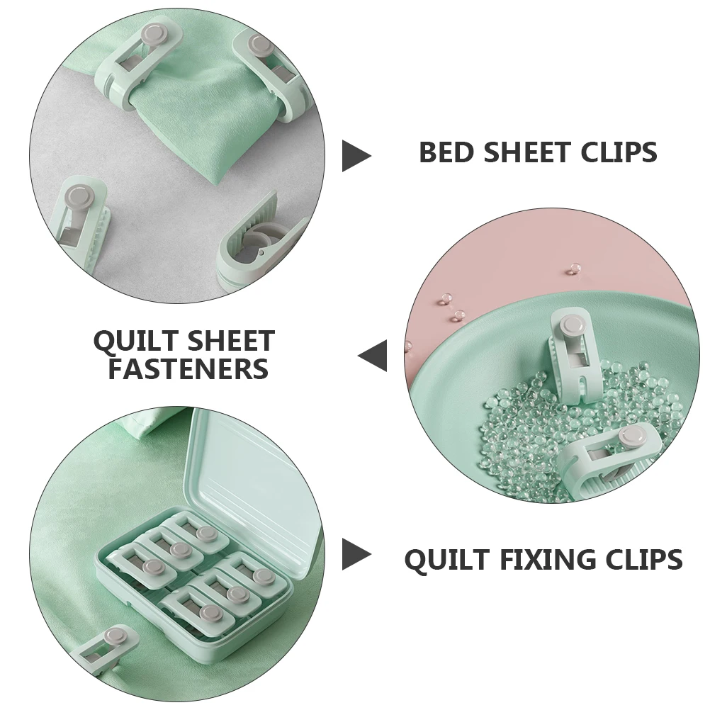 

2Sets Quilt Cover Fixators No Needle Design Anti-Slip Quilt Fastening Clips Practical Bed Sheet Clamps for Winter Use