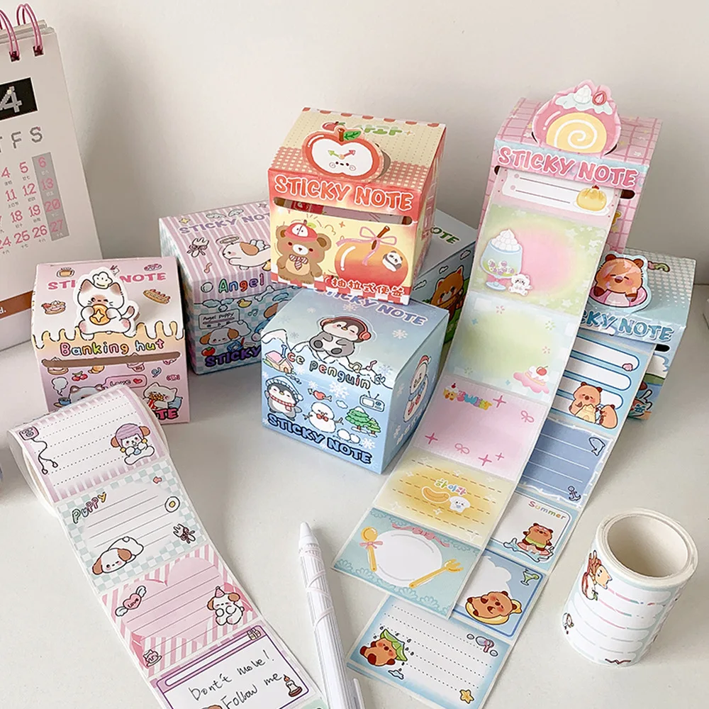 كارتون لطيف قابل للسحب ملاحظة الوسادة صندوق الطالب المحمولة سؤال خاطئ تصحيح ملاحظات لاصقة ملصقات حساب اليد لزجة #1