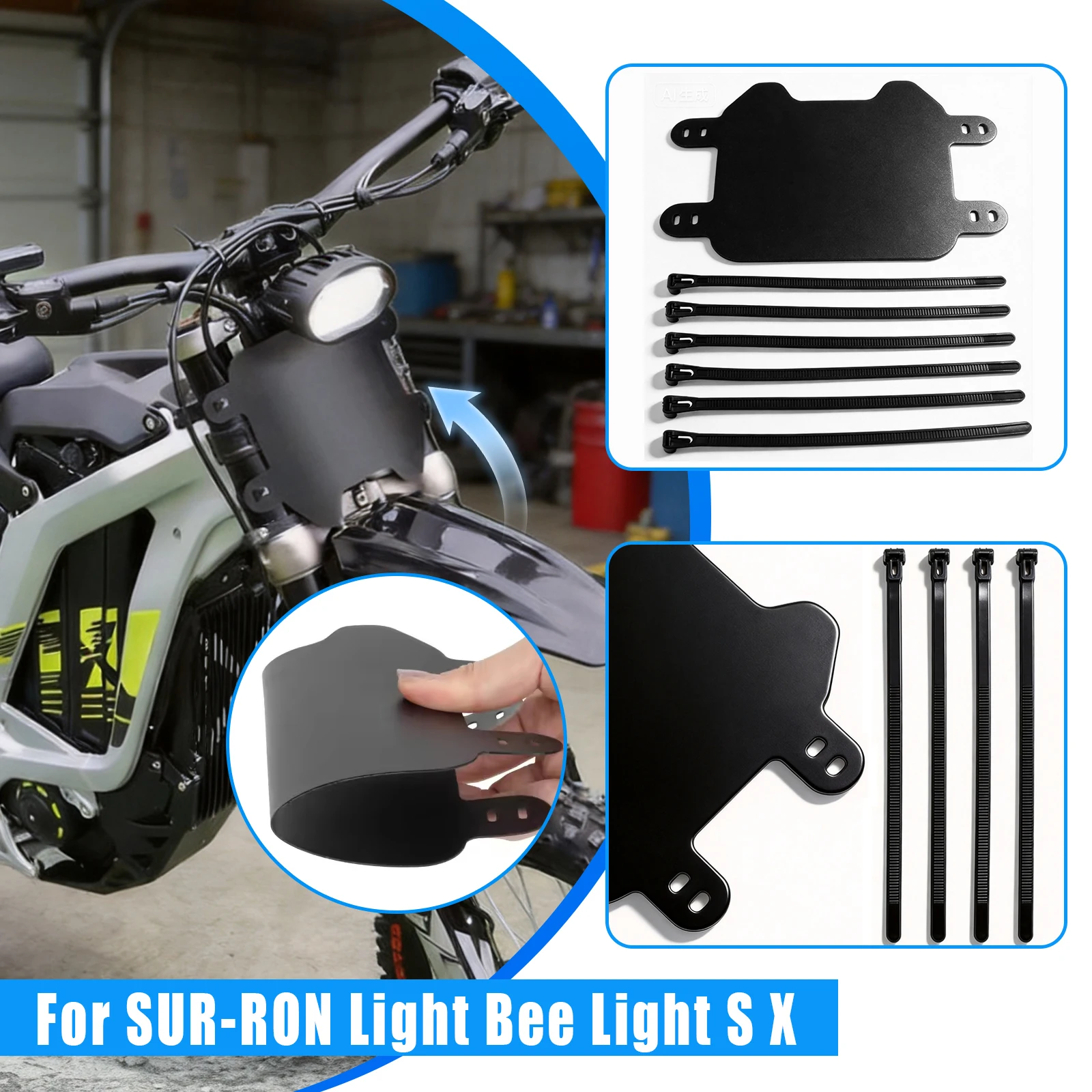 

Motorcycle Front Number Plate Carbon Fiber Pattern For Sur ron Light Bee X S Electric Dirt Bike E-bikes License Plate