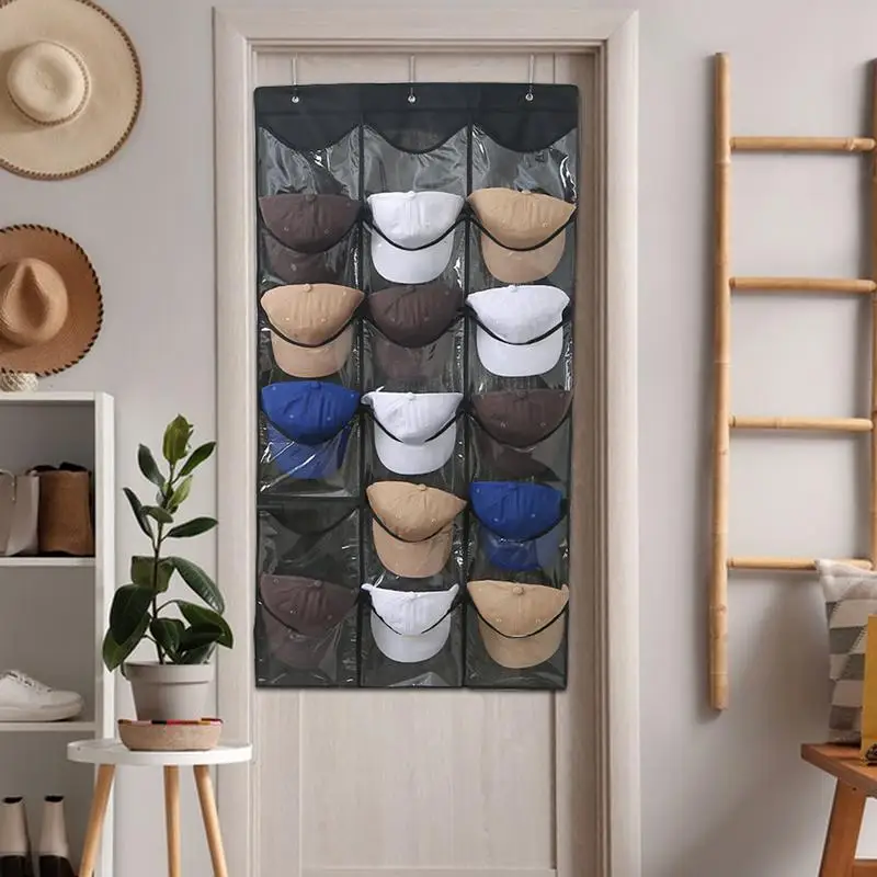 Hat Organizer Pockets 24 Pockets Over The Door Organizerhat Rack Deep Pockets Baseball Hats Collection Holder Women Men Hats