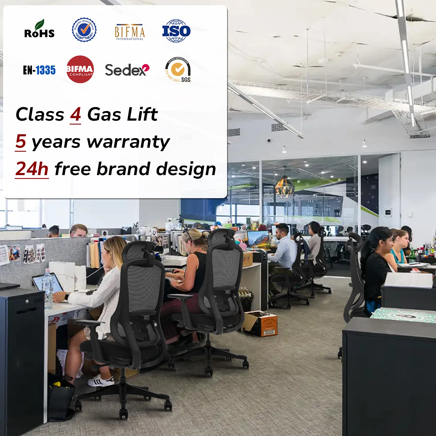 Nova Cadeira de Escritório com Design Ergonômico, Estofada em Malha, Cadeira de Trabalho para Estúdio, Cadeira de Conferência Reclinável