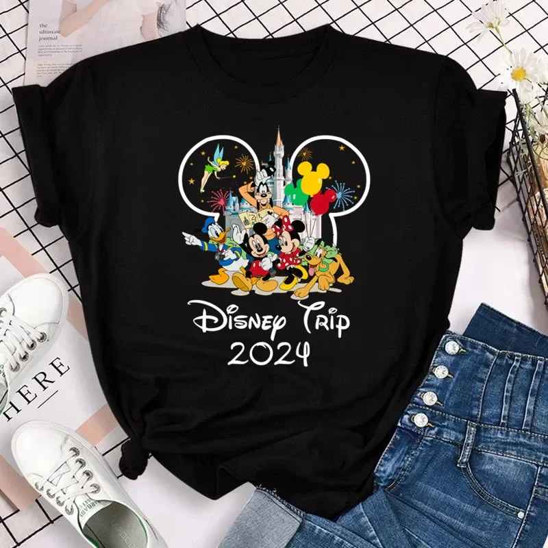 Oversized T Shirt Print Kawaii Trip Printed Women\'s T-shirt Micky Mouse Vacation Top Women Female Clothing Grunge Tops