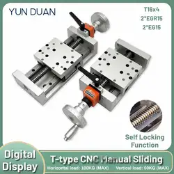 T-type Manual Sliding Table with Digital Display Self-locking Linear Rail Stage  Z Axis Linear Actuator 100mm Wide 100kg