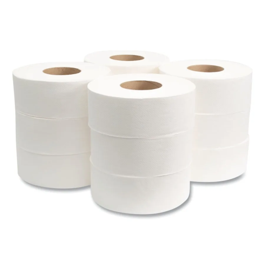 

Туалетная бумага Jumbo для дома и коммерческого использования, безопасная для септиков, экологичная, 2-слойная, толстая и мягкая, чисто белого цвета, 500 листов