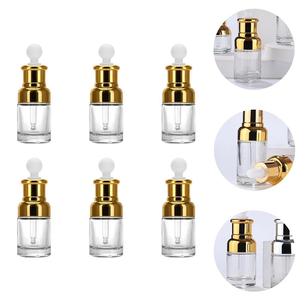 Flacon compte-gouttes en verre vide, récipient d'huile essentielle, distributeur de parfum rechargeable, petites bouteilles compactes pour voyage, 6 pièces