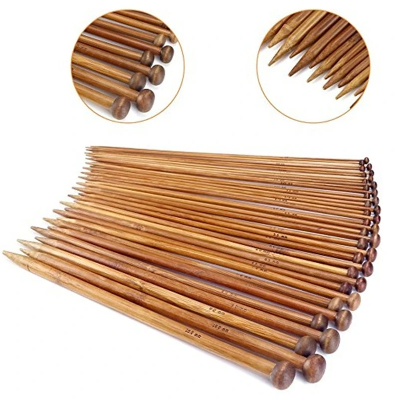 

E06B Carbonized Single Ended Knitting Needle 25cm With Portable Knitting Case For Crafting