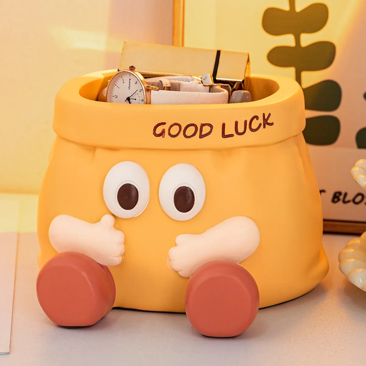 

New Creative Paper Bag Style Resin Key Holder Mini Decor Cream Aesthetic Home Ornament