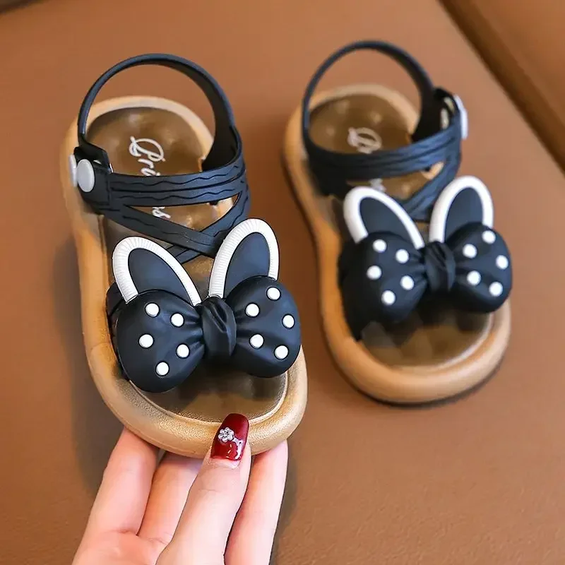 

Summer Cute Bow Decoration Flat Sandals For Girls Princess Children Slippers Non-slip Seabeach Outdoors Flip Flops Kids Shoes