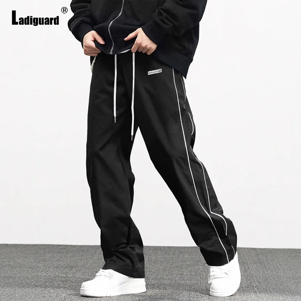 

Plus Size Mens Straight Leg Pants European Style Fashion Ankle-Length Trousers Black Navy Casual Sport Pants Male Sweatpants New