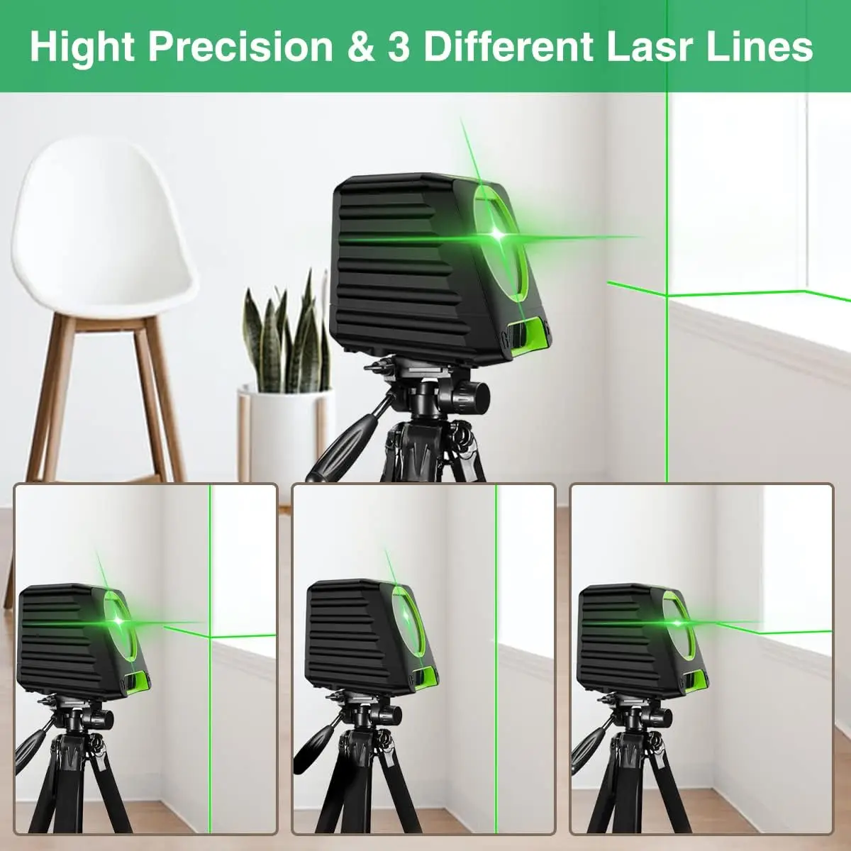 Self-leveling Laser Level -  Box-1G 150ft/45m Outdoor Green Cross Line with Vertical Beam Spread Covers of 150°