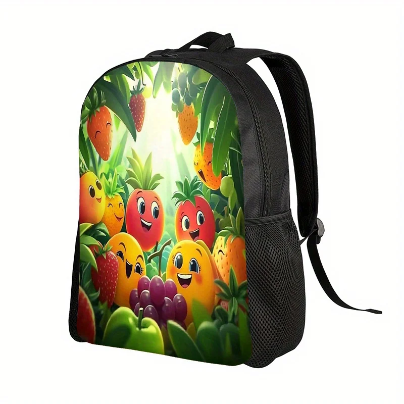 

Girl's Large Capacity Schoolbag - Strawberry and Grapefruit Print Lightweight Polyester Fiber Zipper Backpack