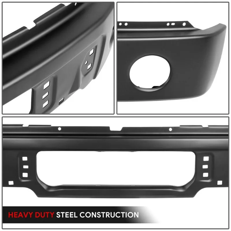 US For 09-14 Ford F150 Steel Matte Black Front Bumper Face Bar w/ Fog Light Holes