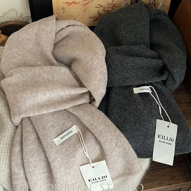 

Haute Couture Корея Высокое качество 100% австралийская шерсть вязаный шарф женский осенне-зимний теплый универсальный