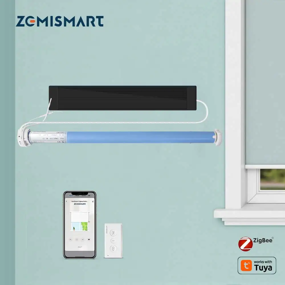 Zemismart Tuya Zigbee электрические рулонные шторы мотор встроенный аккумулятор для трубки 37 мм 38 мм Alexa Google Home голосовое управление Zemismart Tuya Zigbee электрические рулонные шторы мотор встроенный аккумулятор для трубки 37 мм 38 мм Alexa Google Home голосовое управление