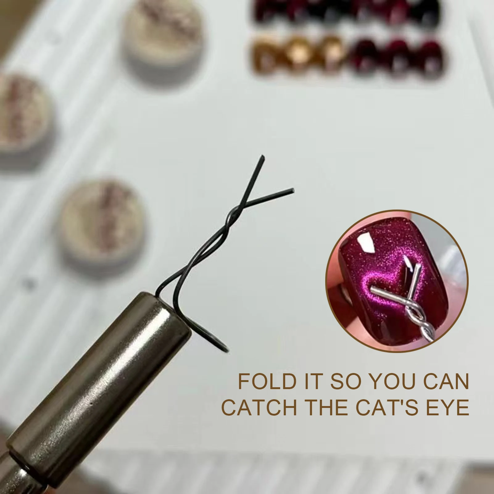 3D Cat Eye เล็บแม่เหล็กชุดลวดเหล็กยืดหยุ่นสําหรับสร้างรูปหัวใจและแท่งบนเล็บ DIY เล็บอุปกรณ์เสริมเครื่องมือ