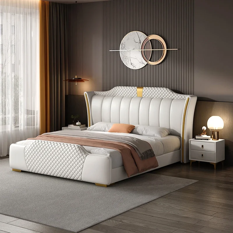 

Pretty Queen Frame Double Bed King Size Nordic Unique Luxury Twin Double Bed Wooden Modern Letto Matrimoniale Bedroom Furniture